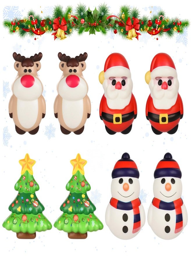 KFPPLXQ 8 Pack Christmas Squishy Toys Soft 4.5IN Christmas Squishies for Kids Includes Santa, Xmas Tree, Reindeer Snowman Decompression Stress Relief Hand Toy (4 Styles) - Image 1